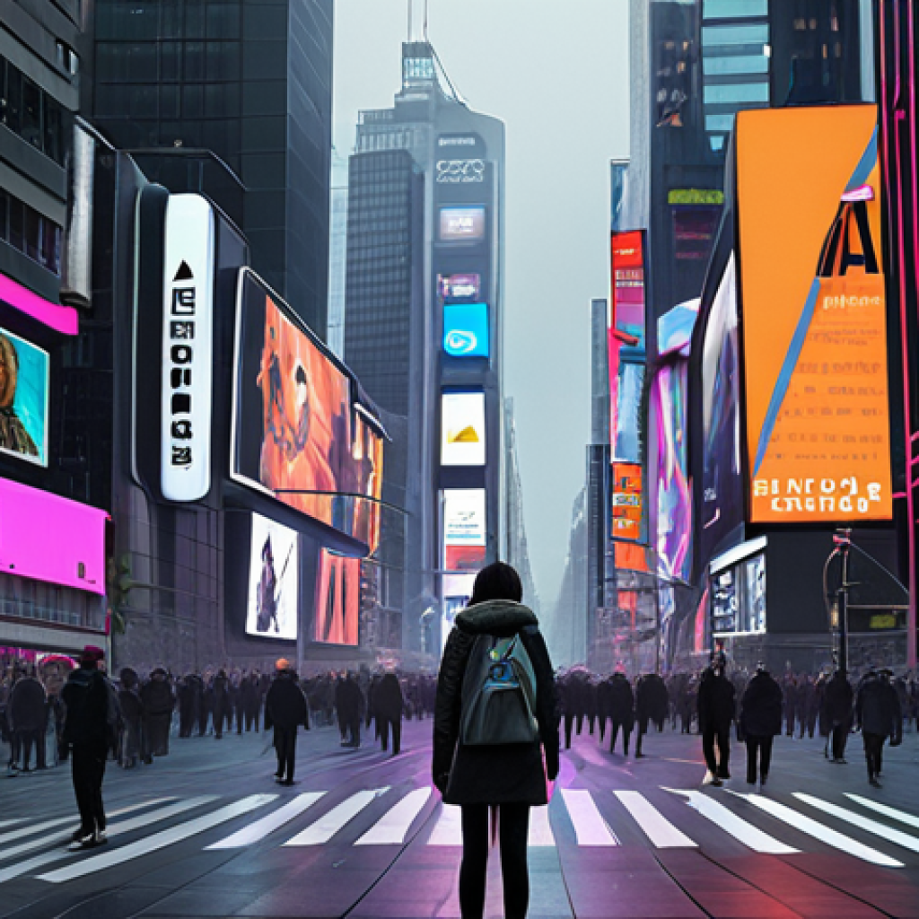 **

A futuristic cityscape with holographic displays showing personalized ads, but also featuring blurred faces and encrypted data streams, representing the tension between AI-driven personalization and privacy protection. The color palette is a mix of vibrant neon colors and muted grays to symbolize the contrast.

**