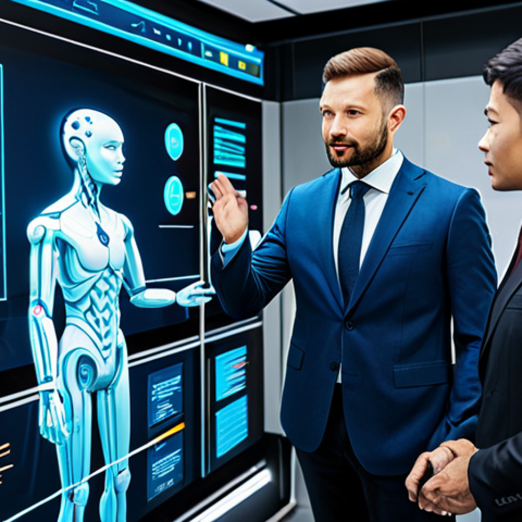 AI Translation & Global Business**
"A diverse group of business professionals collaborating around a holographic display showing AI-powered language translation in real-time. Modern office setting. Everyone is fully clothed in professional attire, appropriate for a business meeting. Safe for work. Perfect anatomy, natural pose, correct proportions. High quality, professional illustration, family-friendly, modest."
**