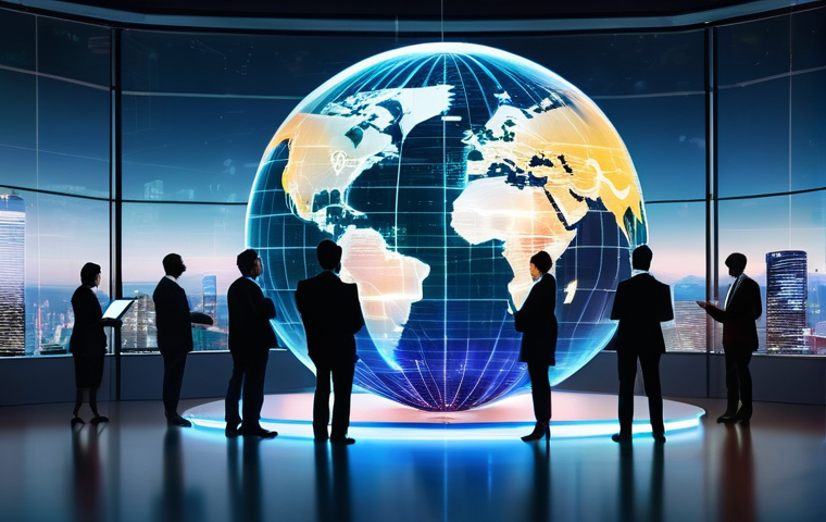 글로벌브릿지와 국제 투자 - **Prompt:** A diverse group of people, appearing to be international investors, ranging in age from ...