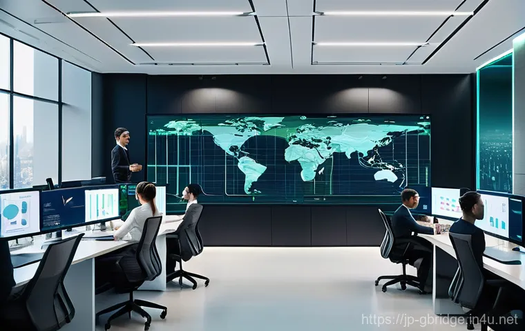 글로벌브릿지와 빅데이터 분석 - **Prompt 1: The AI-Powered Control Hub of Tomorrow**
    "A vibrant, high-tech control room in a cle...