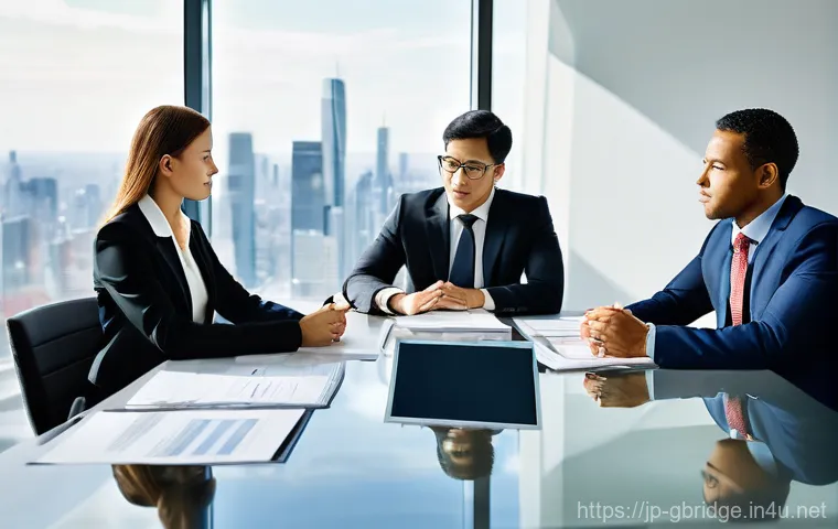 글로벌브릿지의 법적 측면 - **Prompt:** A dynamic and diverse team of international business professionals, including men and wo...