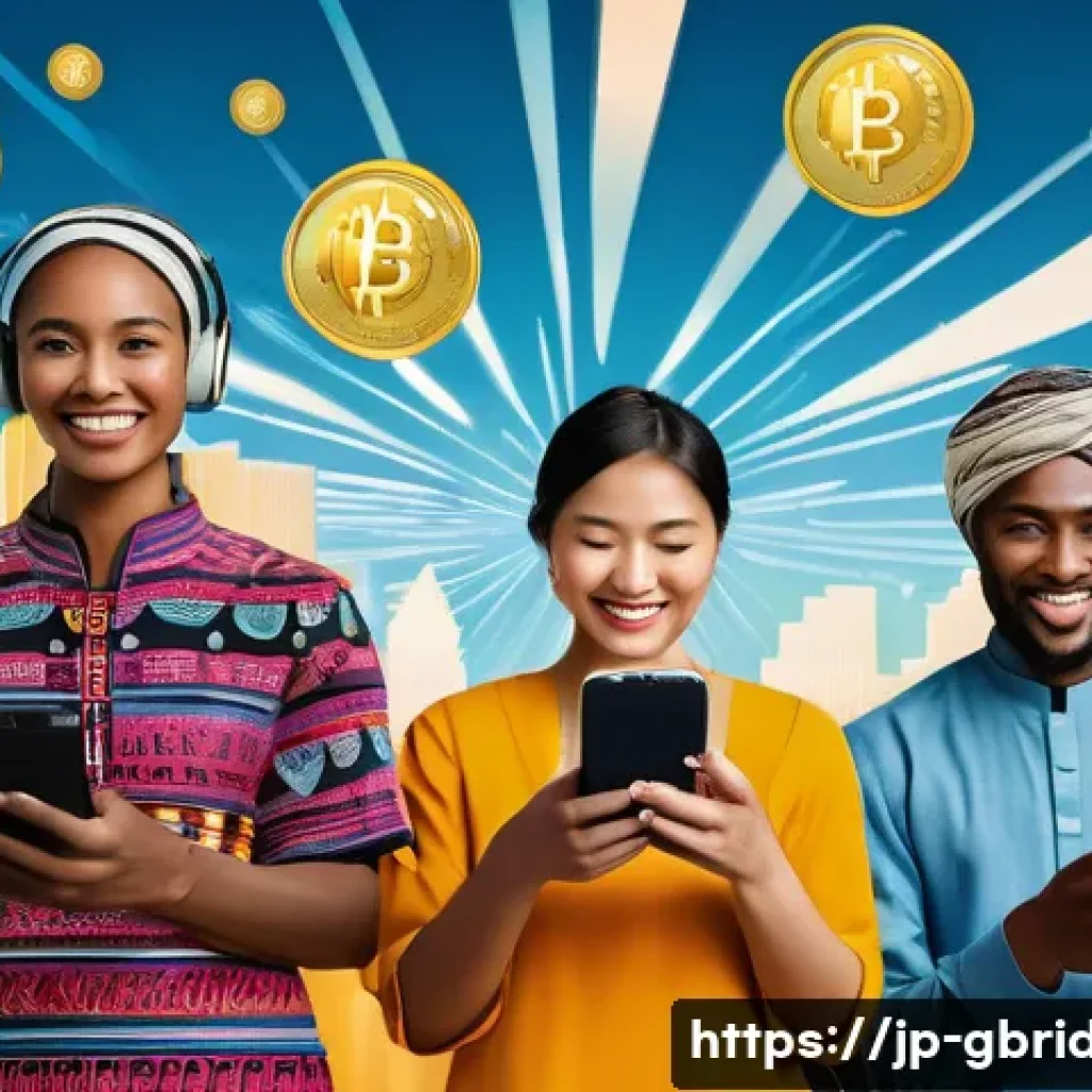 글로벌브릿지와 금융 - **Prompt 1: Global Connectivity through Mobile Finance**
    "A vibrant, high-angle shot showcasing ...