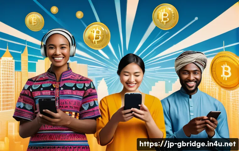 글로벌브릿지와 금융 - **Prompt 1: Global Connectivity through Mobile Finance**
    "A vibrant, high-angle shot showcasing ...