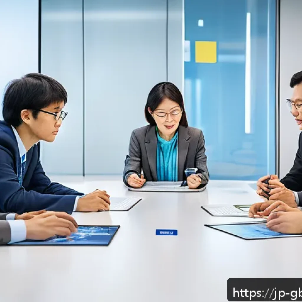 글로벌브릿지와 국제 연구 - A vibrant international research collaboration scene set in a modern conference room, showcasing div...