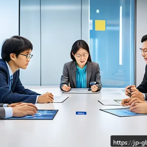 글로벌브릿지와 국제 연구 - A vibrant international research collaboration scene set in a modern conference room, showcasing div...